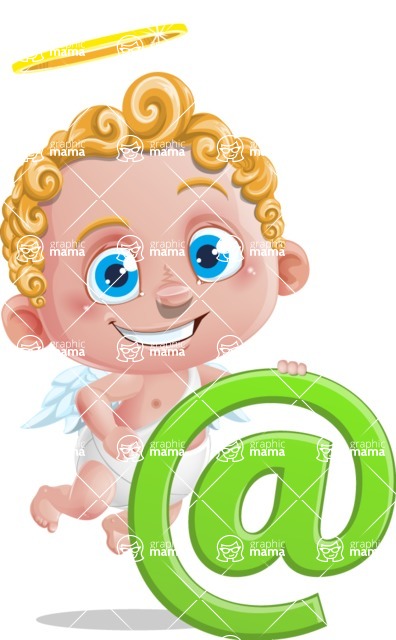 Cupid Cartoon Character - Cartoon Cupid with Web Sign